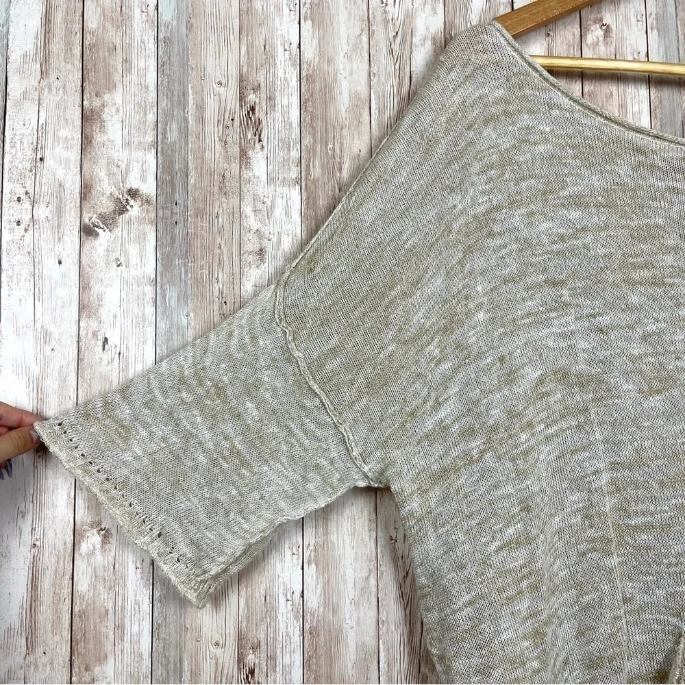 Free People High Low Melange Knit Linen Blend‎ Lightweight Sweater Size Medium